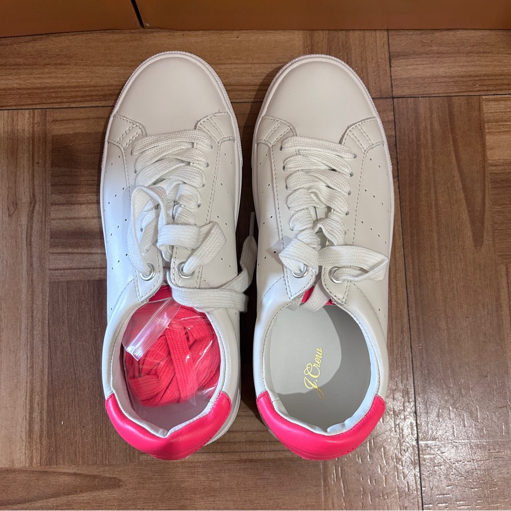 J.Crew Saturday Leather Sneakers - White/Pink Size 6W BRAND NEW - Picture 5 of 6